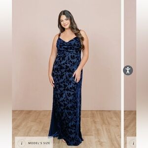 Revelry navy skye floral burnout velvet dress in navy